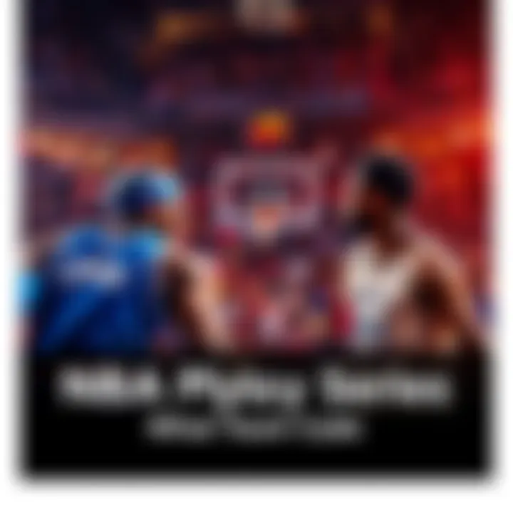 Teams facing off during an intense NBA playoff game with players in action and fans cheering.