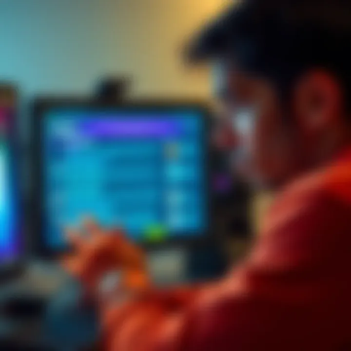 User frustrated with NDAX withdrawal process Person looking at a computer screen displaying NDAX account issues, showing a concerned expression