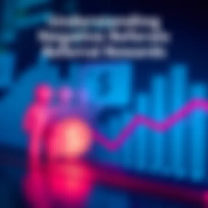 A graphic showing a downward trending graph next to referral icons, indicating negative referral rewards in a program.