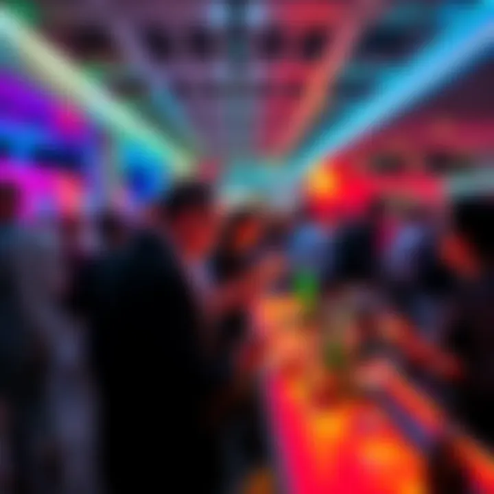 Attendees enjoying an open bar and engaging in conversations at Consensus Miami 2026