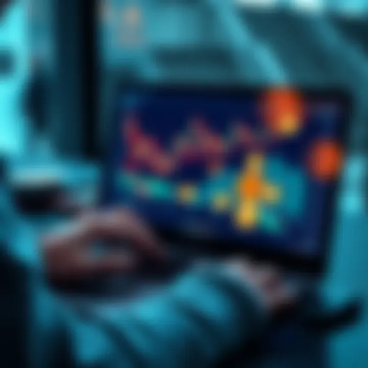 New Cryptocurrencies A person analyzing cryptocurrency trends on a laptop with charts and digital coin icons on the screen.