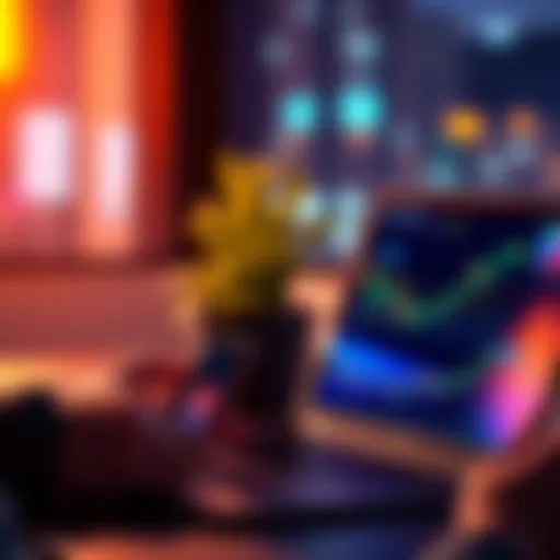 A person exploring DeFi investments with a smartphone and laptop showing crypto charts