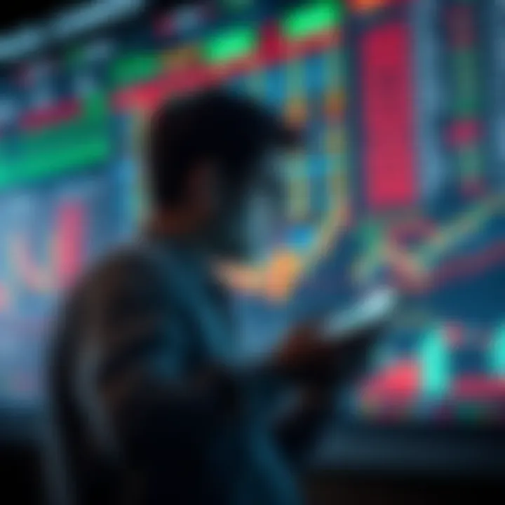 New Investor Reflecting on Market A new investor looking at stock charts and reflecting on aggressive investments after six months.