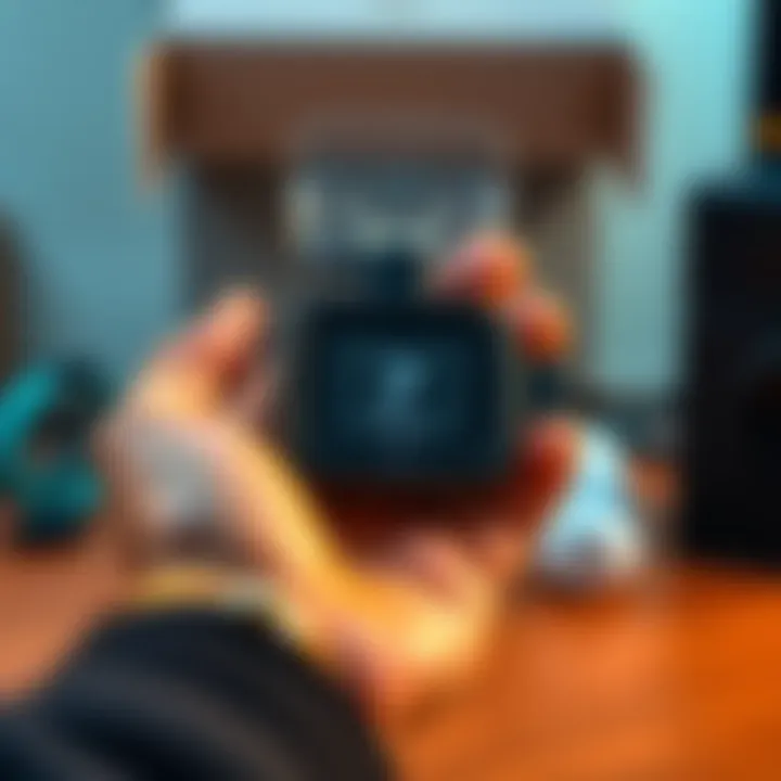 Person holding the new Safe 7 Trezor device with its charger and privacy screen protector clearly visible