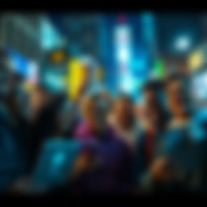 A group of diverse New Yorkers excitedly trading cryptocurrency on Robinhood, with ZEC symbol visible on their screens.