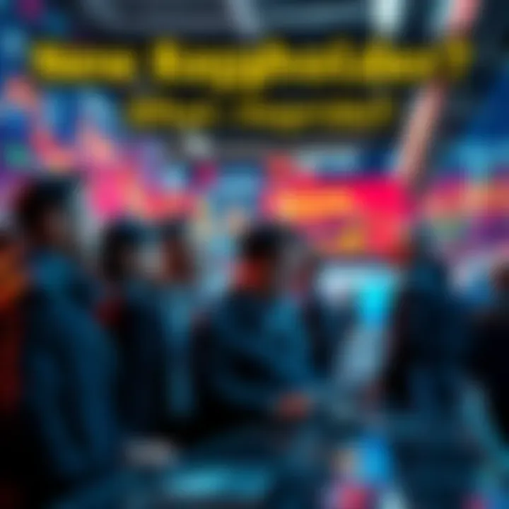 A group of concerned investors looking at market charts and discussing recent changes