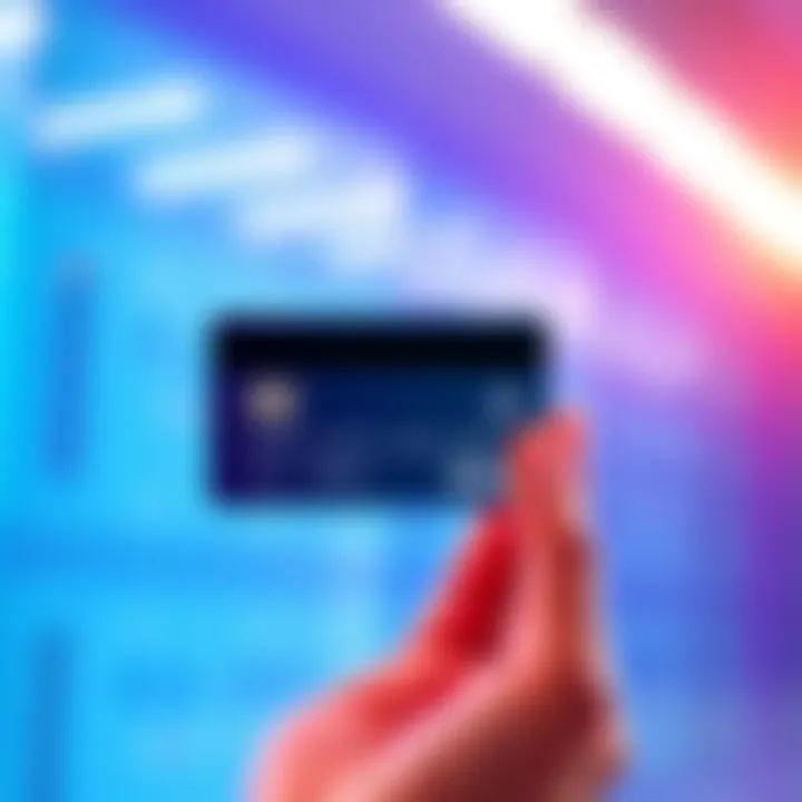 A sleek, modern card held in a hand, showcasing its stylish design against a bright background.