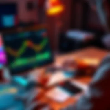 A person looking at cryptocurrency charts on a laptop with notes and a smartphone beside them, symbolizing investment strategies.