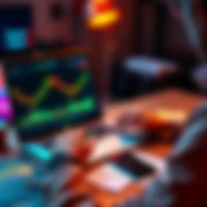 A person looking at cryptocurrency charts on a laptop with notes and a smartphone beside them, symbolizing investment strategies.