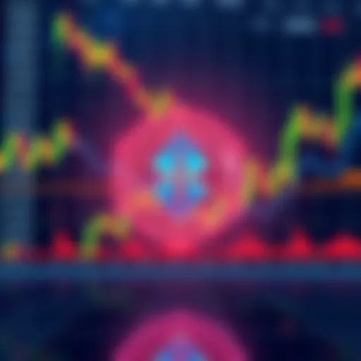 A graphic showing the logo of a newly launched cryptocurrency exchange with trading charts in the background