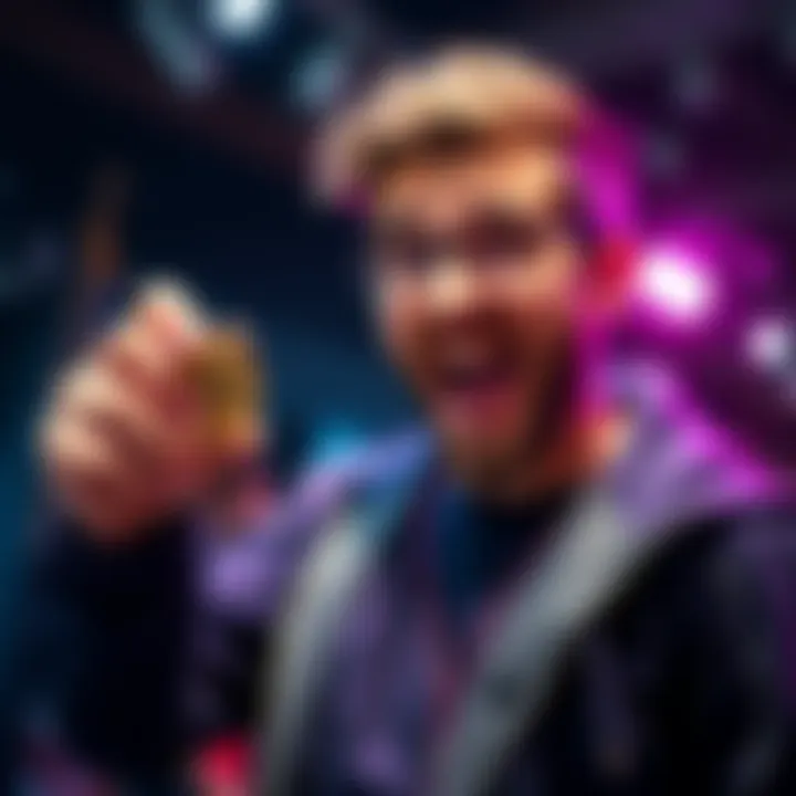 A new investor excitedly holding a Bitcoin coin, representing his journey into cryptocurrency investment