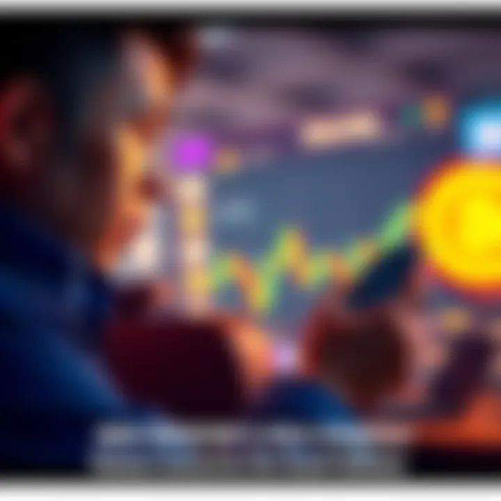 A new investor looking at Solana's price chart with a thoughtful expression, holding a phone showing cryptocurrency trends