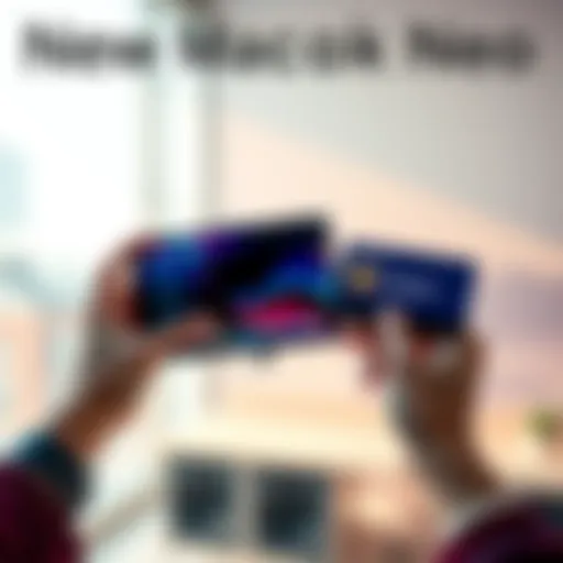 A person holding the new MacBook Neo with a BitMart Card in hand, excited about the cashback offer.