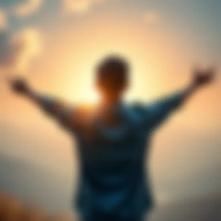 A person looking at a bright horizon with open arms, representing hope for new opportunities.