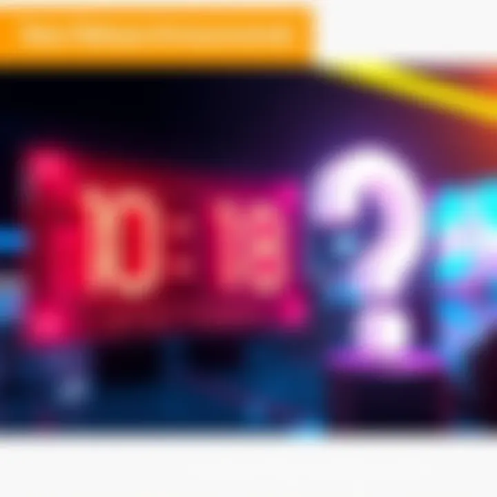 A vibrant graphic showing a countdown timer with bright colors and a big question mark, symbolizing an upcoming exciting release.