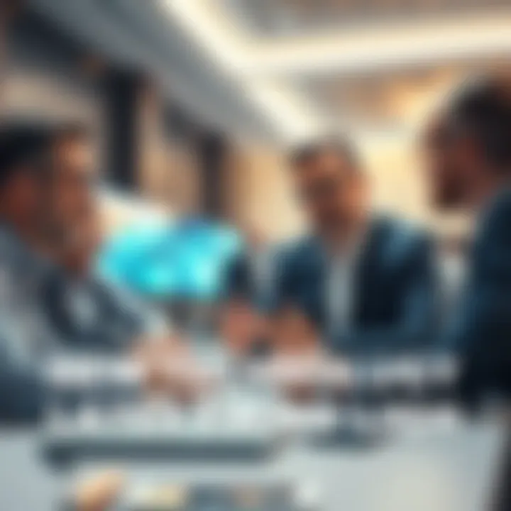 Experts discussing the impact of a new technology use case in a conference setting.