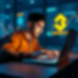 A person looking at Binance on a laptop, considering cryptocurrency trading.