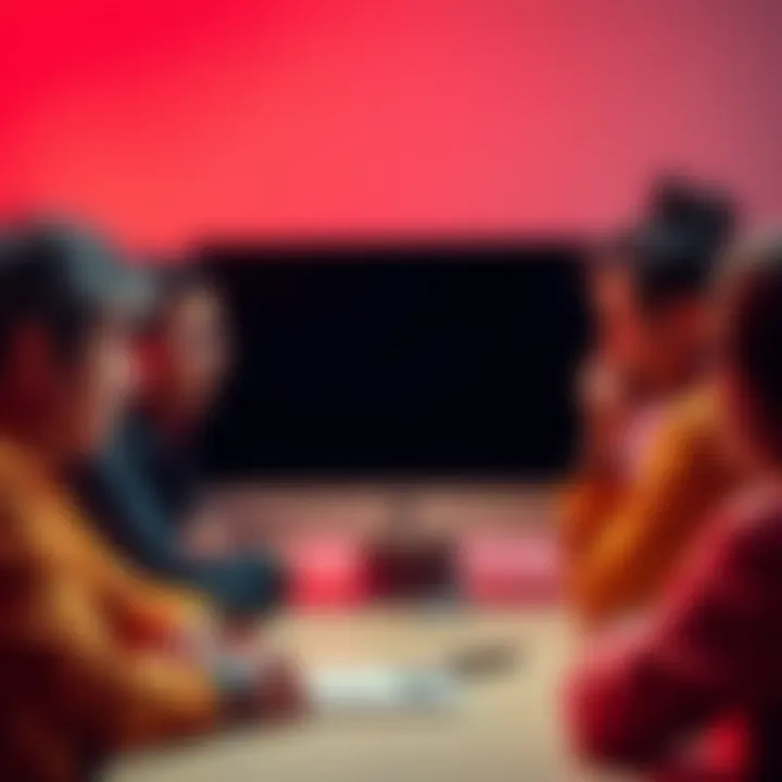 New User Interface Criticism People expressing frustration over a bland new user interface design with a focus on a computer screen and disappointed faces.