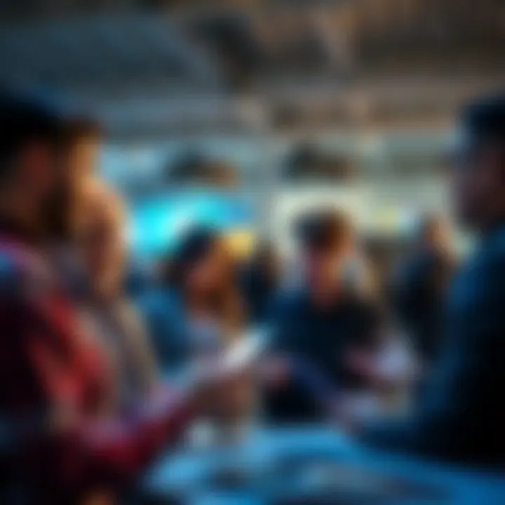 A group of people discussing tips and tricks for using an app effectively.