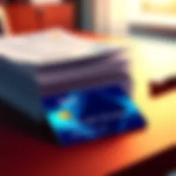 A stack of documents and a Nexa card on a table, illustrating ID requirements for prospective cardholders.