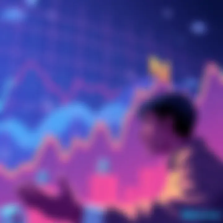 A graph showing a downward trend representing Nexo token performance in 2025, with frustrated investors looking at the chart