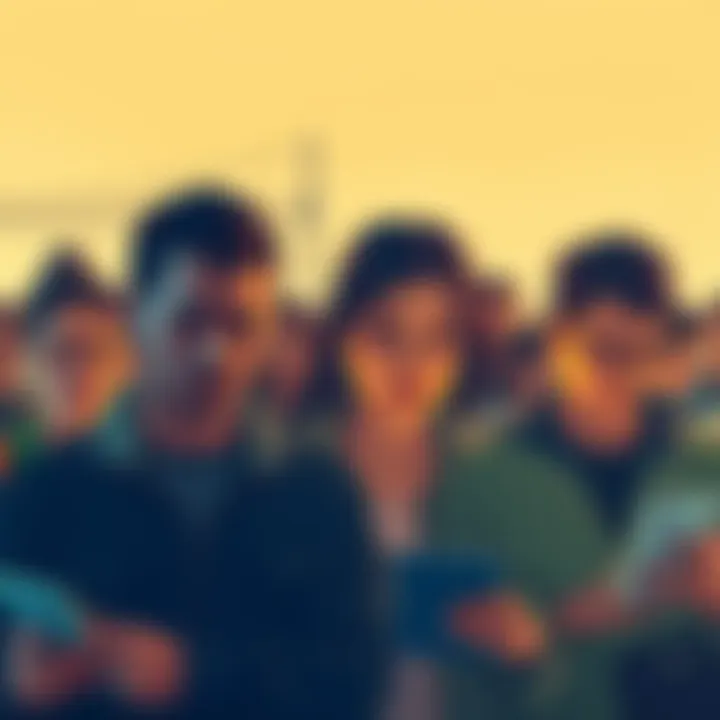 A group of people looking worried while checking their devices, symbolizing the uncertainty around Nexo's CASP application and MiCA regulations