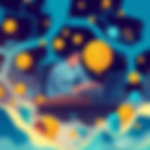 Illustration showing a person mining Bitcoin with a computer, surrounded by icons of cryptocurrencies and 0% fees, symbolizing NexusPool's features.