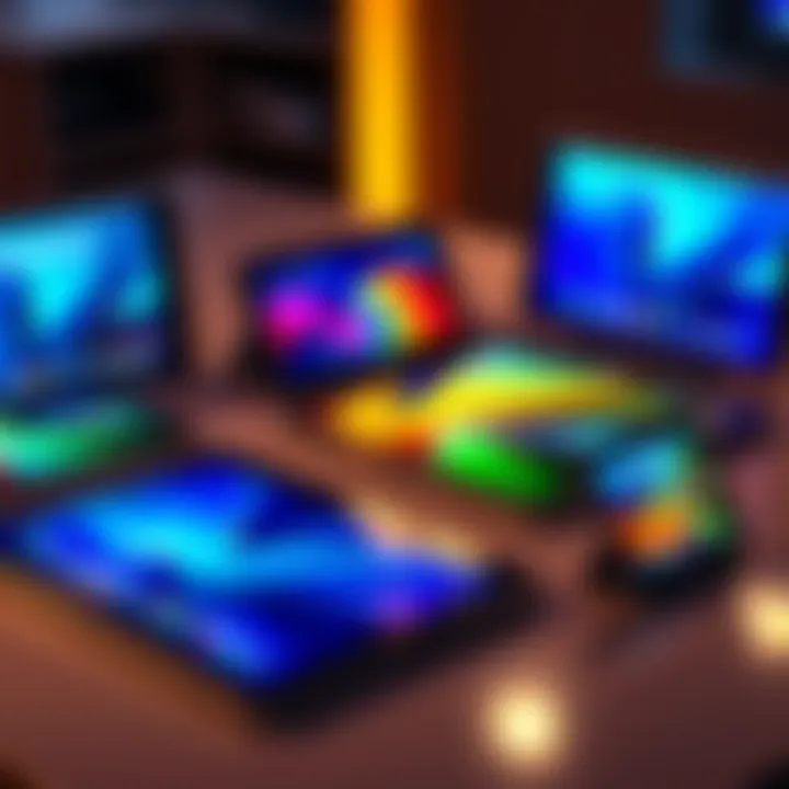 A display of various NFC-enabled tablets including the Samsung Tab Active 2, showcasing their screens with different app interfaces
