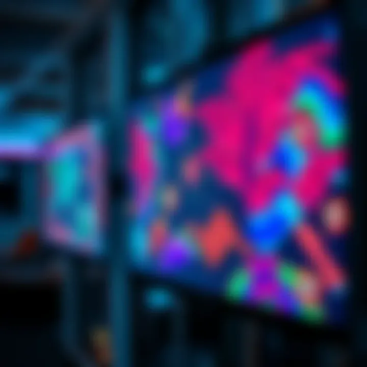 Colorful digital art pieces displayed on a screen, symbolizing NFTs on the Hedera blockchain