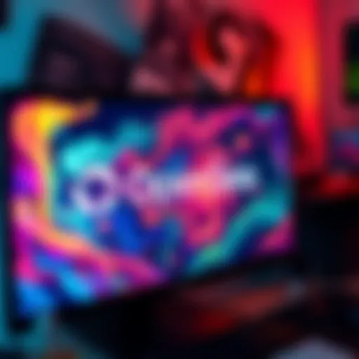 Colorful digital artwork displayed on a computer screen with OpenSea logo