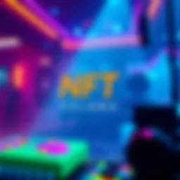 A digital art representation showcasing NFTs with the Solana logo in a vibrant, colorful design