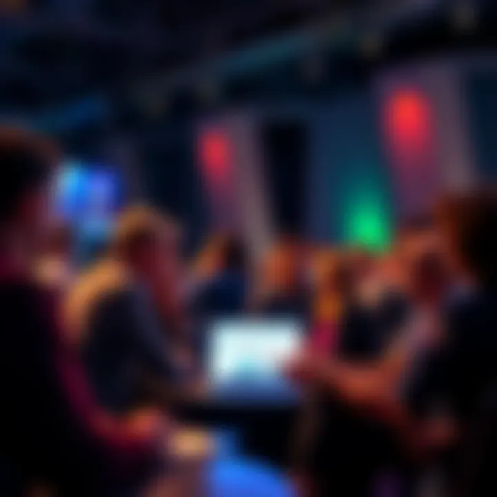A group of people engaging in a lively discussion about the No Ad Talk rule at a forum, with a laptop open showing comments
