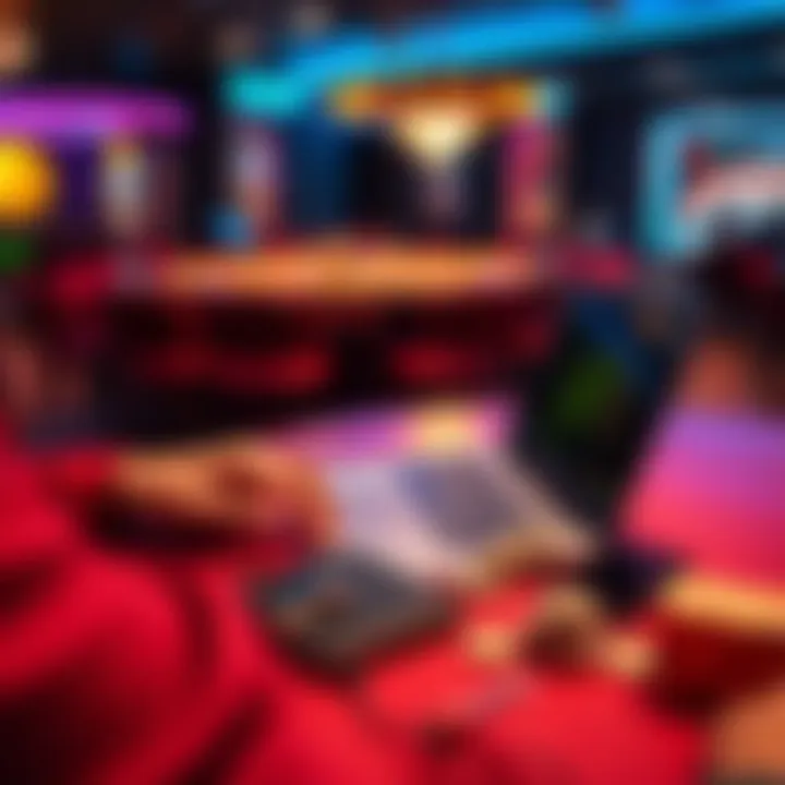 A person playing at a no KYC bitcoin casino with a laptop and cryptocurrency wallet on the table, showcasing ID-free gaming and quick cashouts.