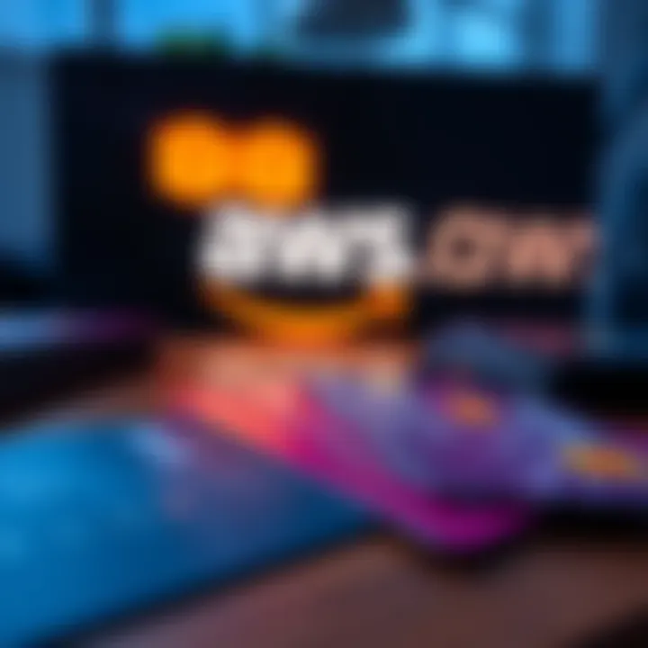 A collection of non-KYC credit cards laid out on a table with an Amazon Web Services logo in the background