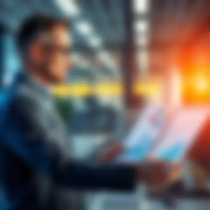 A businessman analyzing graphs and charts about non-withdrawable assets in a modern office setting.