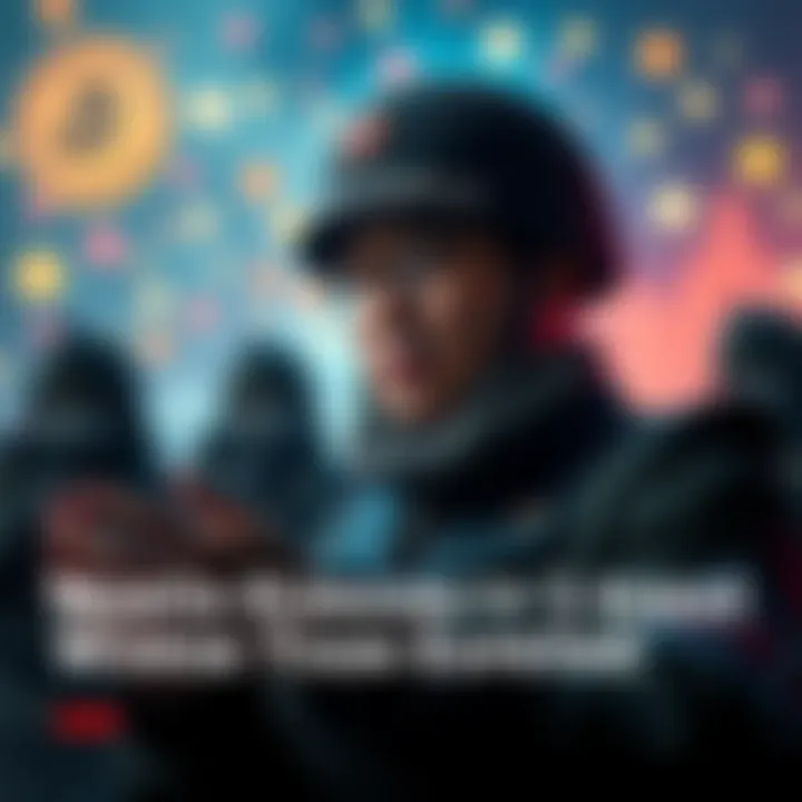 North Korean Cryptocurrency Threat A former Navy SEAL discussing North Korea's cryptocurrency operations with digital currency symbols in the background.