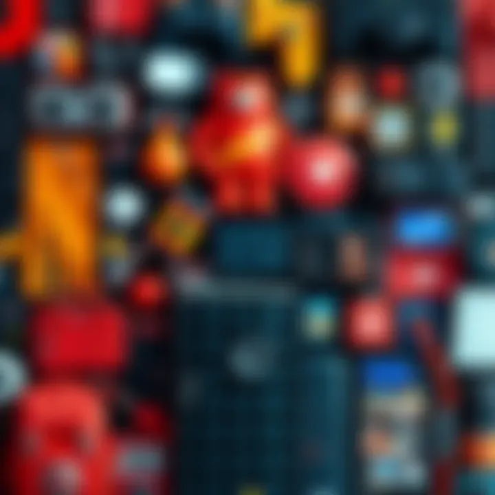 A collection of items representing popular trends from the past, including fashion, technology, and entertainment.