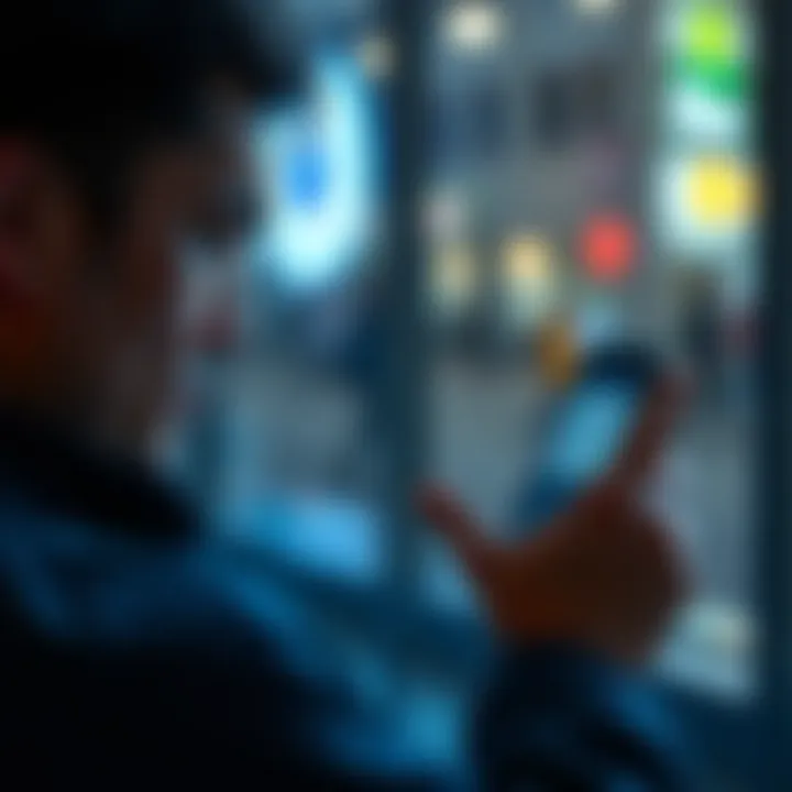 A person looking at their phone with the Nostr app open, showing zap settings and a confused expression, indicating privacy concerns.