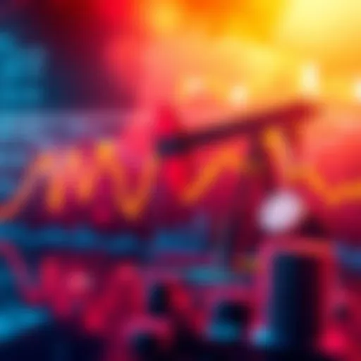 Graph showing rising oil prices alongside fluctuating cryptocurrency values