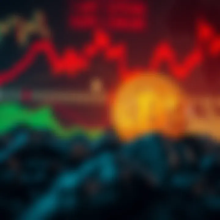 A digital representation of rising oil prices next to a stagnant Bitcoin symbol, reflecting current market tensions in the Middle East.