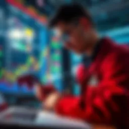 A trader analyzing rising oil prices on a stock chart, highlighting geopolitical tensions and market trends.