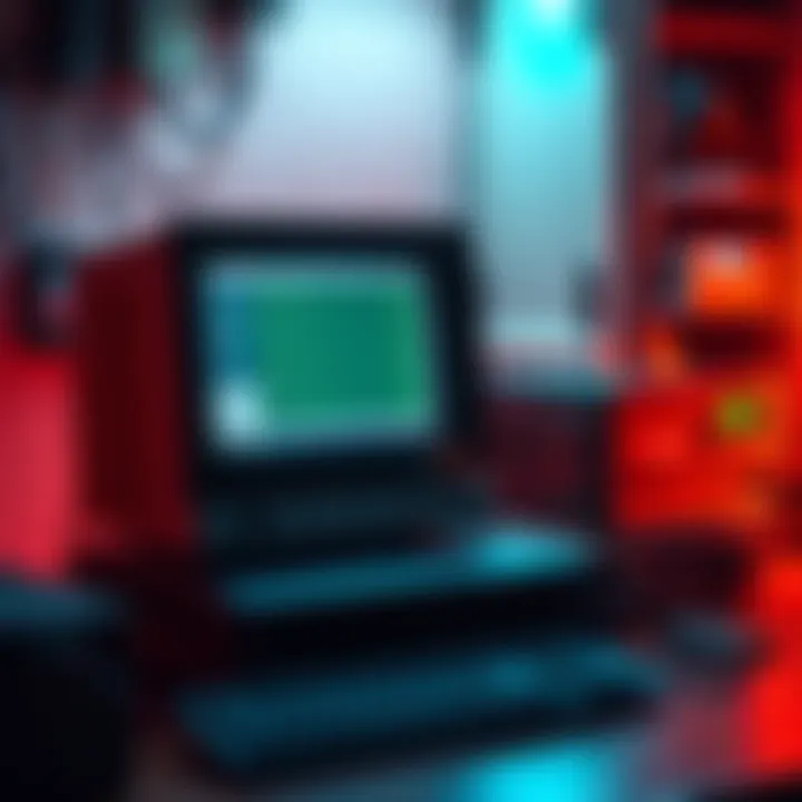 Old computer mining Bitcoin A vintage computer setup with mining software displayed on the screen and mining hardware in the background