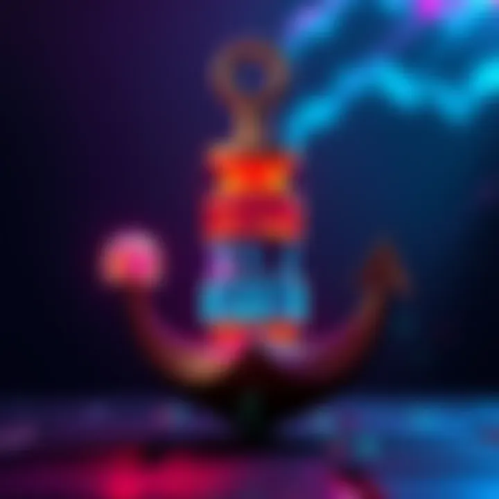 Visual of the Anchor stack with elements representing escrow and voting mechanisms for music projects on Solana