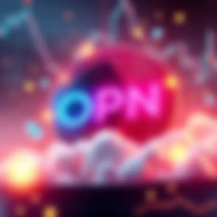 Graphic showing the launch of Opinion (OPN) on BitMart's LaunchPrime with symbols of trading and technology