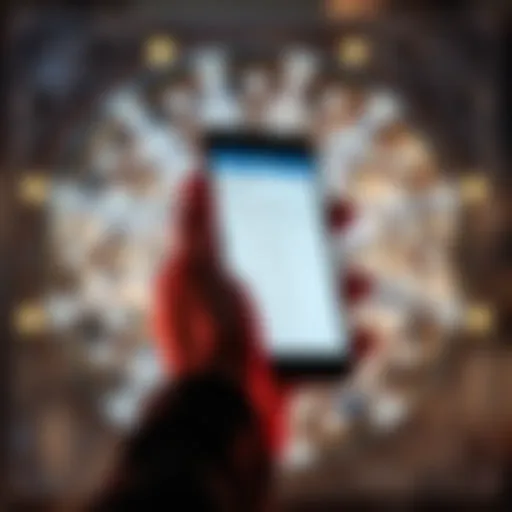 A person looking at a smartphone screen showing the option to opt out of a new landmarks feature, with a traditional diamond wheel design behind it.
