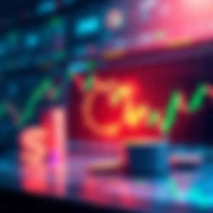 A digital representation of options trading on Solana, featuring charts and cryptocurrency symbols, with a vibrant background indicating a trading platform.
