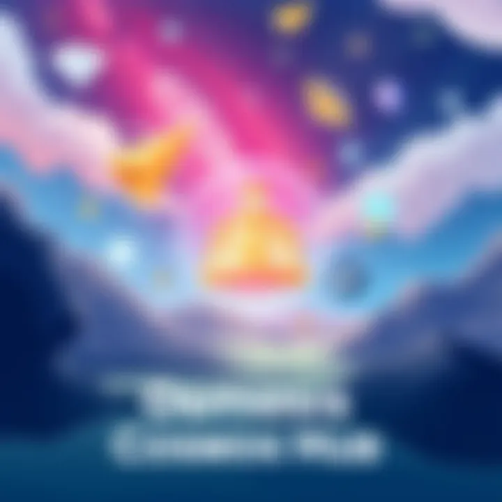 Illustration showing Osmosis platform transitioning to Cosmos Hub with symbols of integration and community discussion