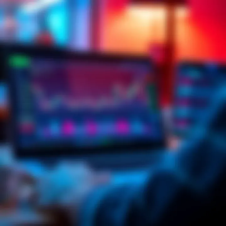 A person analyzing trading charts on a laptop with Ostium interface visible, showcasing market trends and trading options.