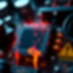 A close-up of the Nano 3s power block showing signs of overheating, with visible heat distortion and warning signs nearby.