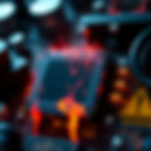 A close-up of the Nano 3s power block showing signs of overheating, with visible heat distortion and warning signs nearby.